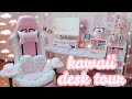 Kawaii desk tour  pink gaming and productivity setup  with links