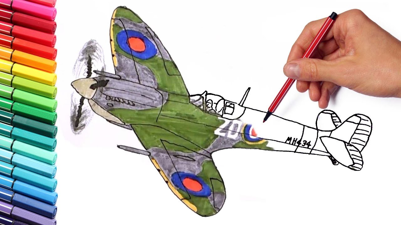 How to Draw Supermarine Spitfire Fighter Aircraft - Drawing and