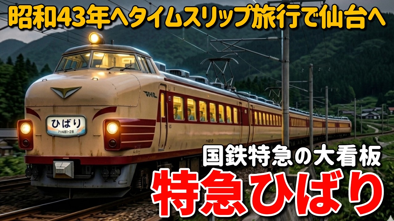 国鉄時代】特急ひばり上野～仙台の旅！懐かしの食堂車と昭和43年ダイヤ