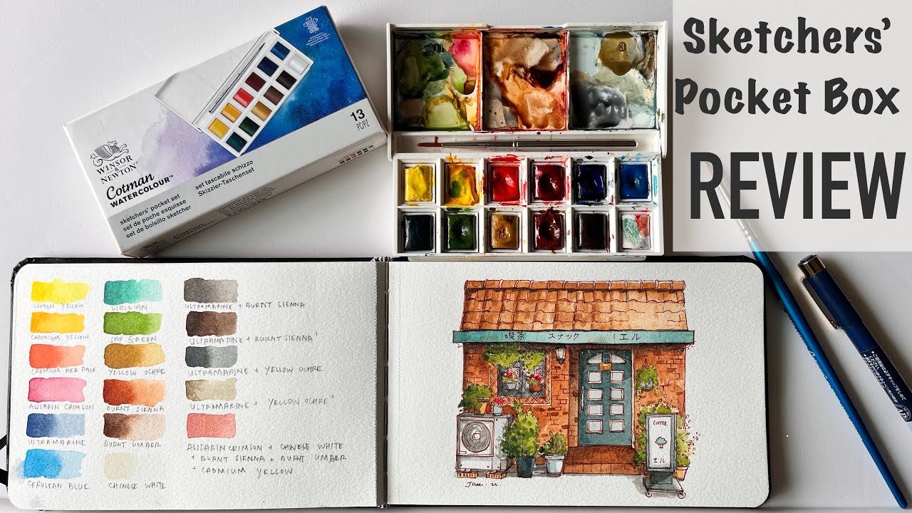 Winsor & Newton Deluxe Sketchers Pocket Box Cotman Watercolor Set