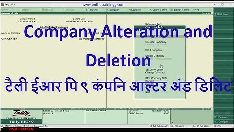 #2 Tally ERP 9 Company Alter & Delete/How to Alter & Delete Company in Tally ERP 9/Alter Company