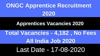 ONGC Apprentice Recruitment 2020 | ONGC Apprentice Vacancy 2020 | ONGC Apprentice 2020