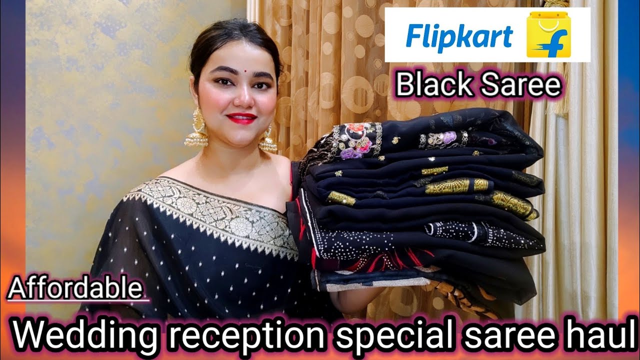 Flipkart affordable wedding reception wear Saree haul, Wedding party wear  saree haul