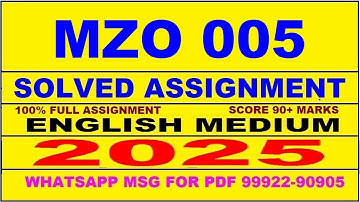 mzo 5 solved assignment 2025 | mzo 5 solved assignment in english 2025 | mzo 5 2024-25