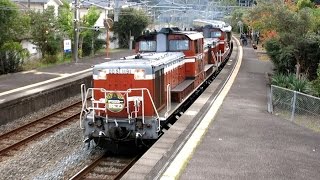 【汽笛4発】DD51重連牽引サロンカーなにわ 紀勢本線稲原駅