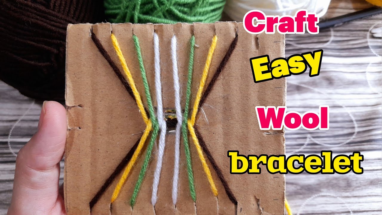 How to make craft easy wool bracelet with yarn ?🥰 I am sure you will love it😻I made with cardboard