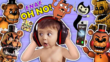 OH NO! BABY Shawn vs. FIVE NIGHTS at FREDDY'S 1,2, & 4 + He Calls BENDY & the INK MACHINE (FGTEEV)