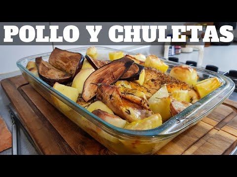 Video: Patatas Al Horno Con Chuletas De Pollo