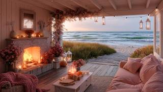 Peaceful Piano & Ocean Waves: Warm Fire, Relaxing Muisic & Soft Candlelight for Calm Spring Sunset screenshot 3