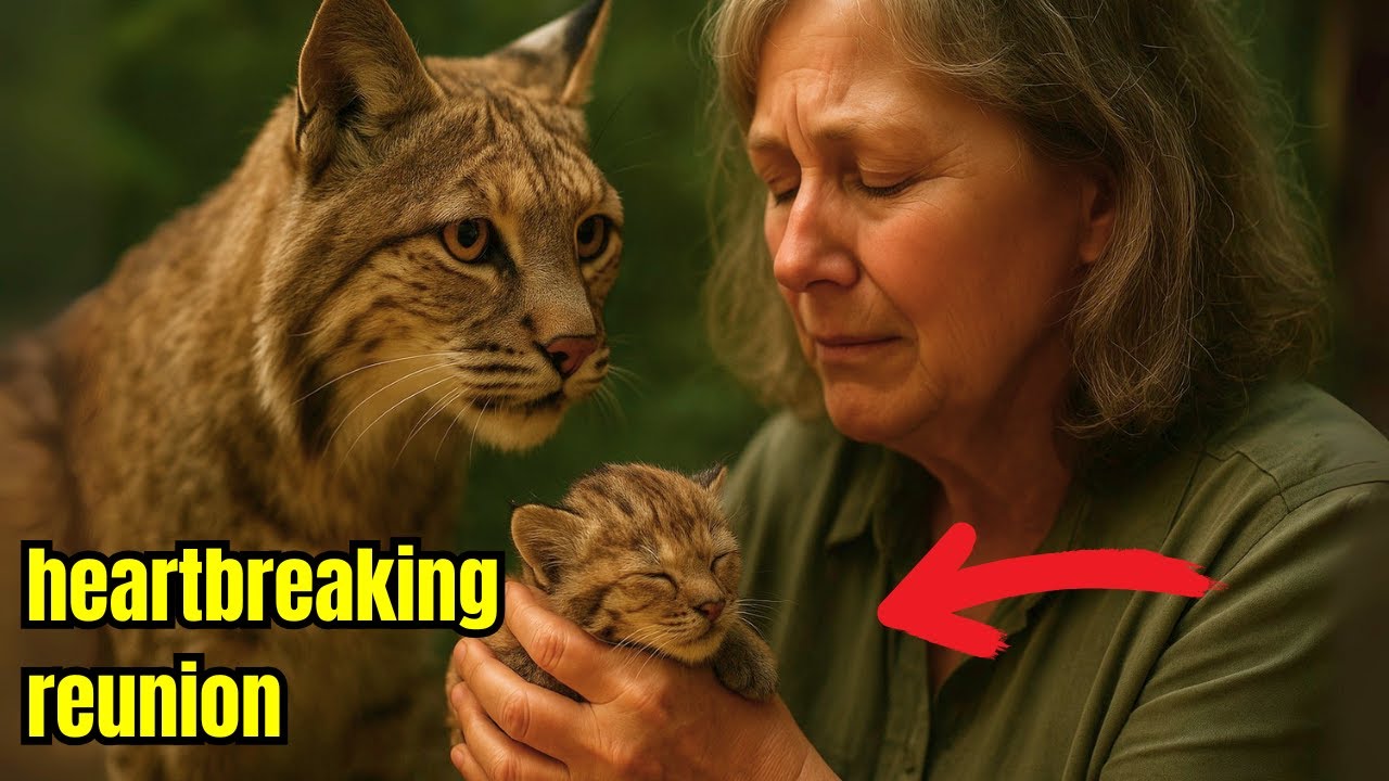 bobcat mum thought her baby was gone… until the woman whispered “he’s safe now”