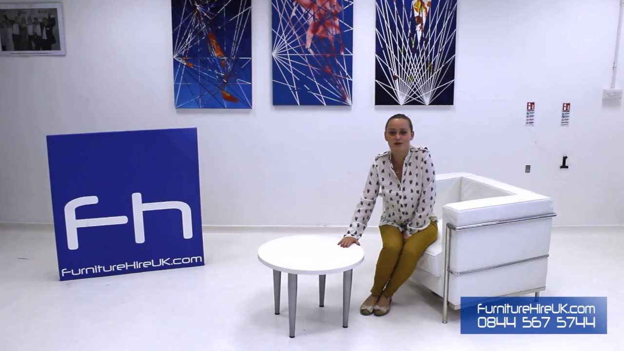 Circular White Coffee Table Demo - Furniture Hire UK