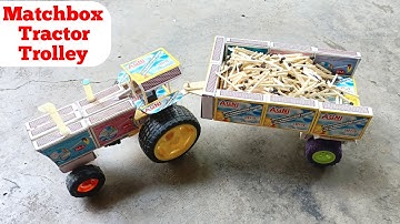 How to make MATCHBOX tractor with Trolley - DC motor Tractor Diy || Matchbox Tractor Trolley