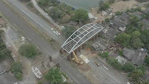 Launching of 60 meter Bow String Girder at LC  no 92 near Valsad stn W.RLY.Successful