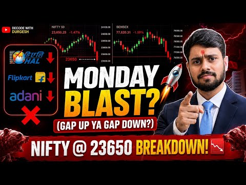 Thumbnail for Monday 18 May Nifty Prediction! | 🚨 Market Crash Ya Trap? | Flipkart IPO Delay | Decode with Durgesh