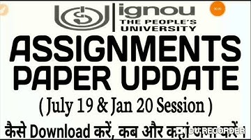 IGNOU Assignment Update / How to Download Assignment question paper 2019 20 seecion 👍🏻