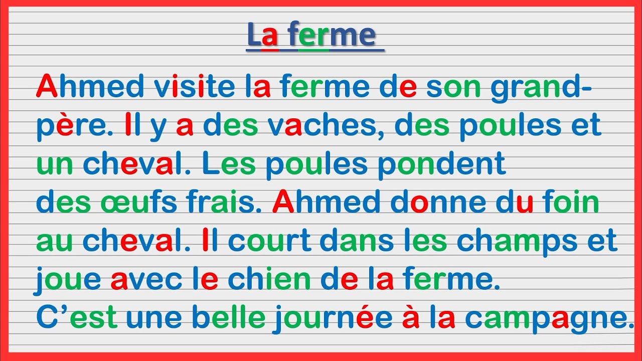 نصوص مبسطة جدا من أجل تعلم اللغة الفرنسية 🇫🇷🇫🇷 من الصفر