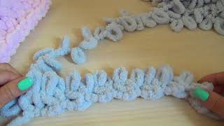 мк узор плетенка для пледа из ALIZE PUFFY мк узор плетенка для пледа из ALIZE PUFFY