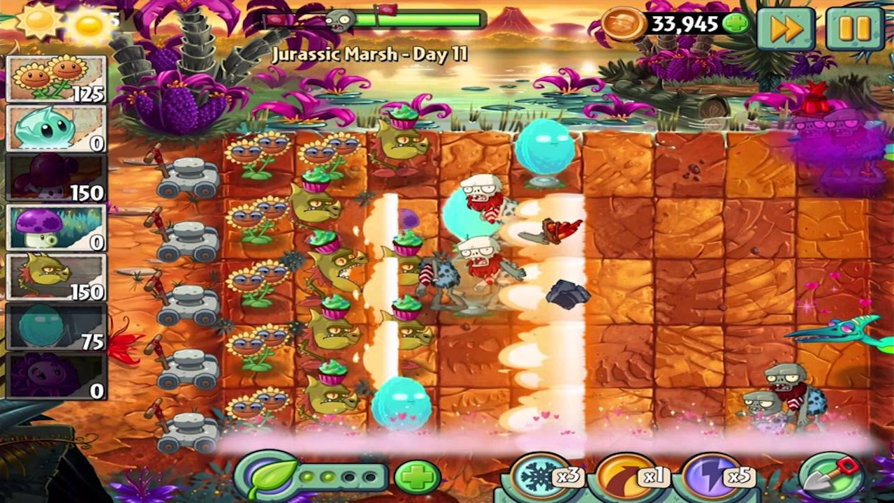 Plants Vs Zombies 2 Jurassic Marsh Day 11 Walkthrough Youtube