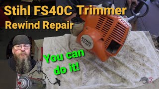 Stihl FS40C Trimmer Rewind Repair