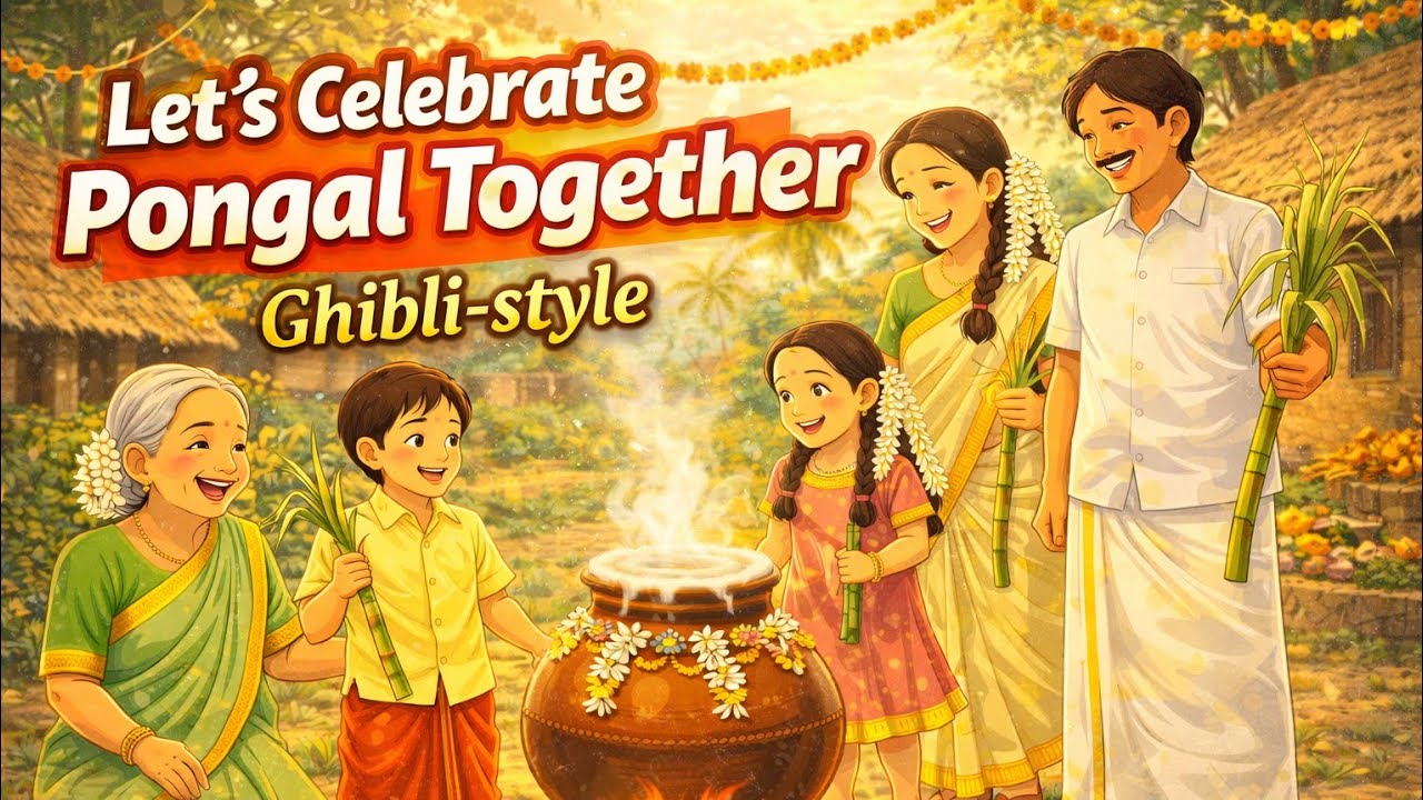Come, Let’s Enjoy a Cozy Pongal 🌻🎑– Ghibli-style✨️