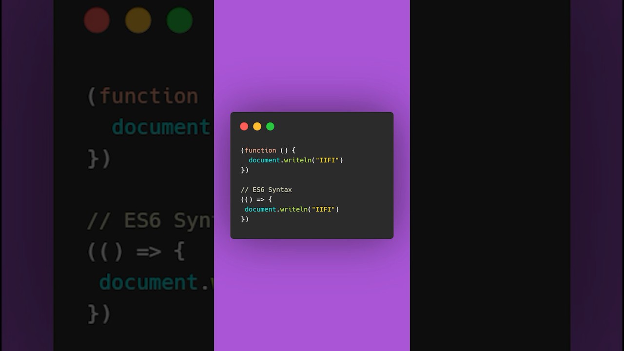 Beginner JS Tutorial IIFE Immediate Invoke Function Expression In 15 Second #shorts #javascript