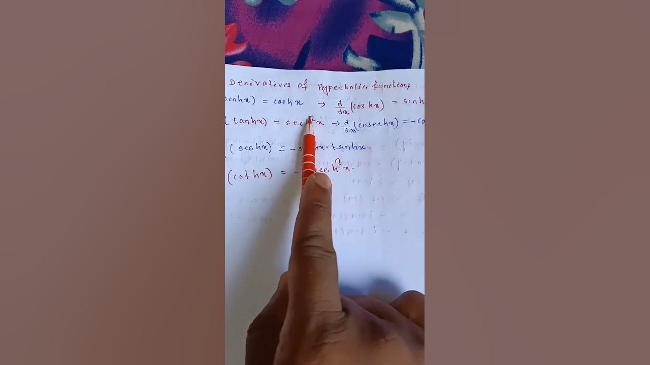derivatives of hyperbolic functions। hyperbolic functions। math formula