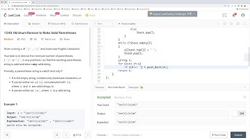 【每日一题】1249. Minimum Remove to Make Valid Parentheses, 8/14/2020