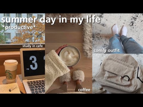 summer productive day in my life | мой продуктивный день летом | study in cafe, coffee, walk