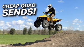 Cheap Quad Challenge! Grizzly runs, wheelies, races!