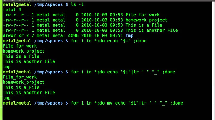 Replace Spaces in File Names - BASH - Linux - tr