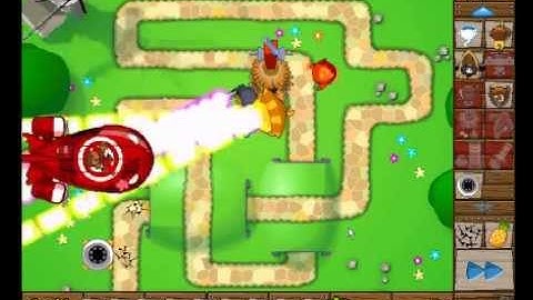 BTD5 Bloons Tower Defense 5 Walkthrough - Track 1 Hard - 0 Lives Lost