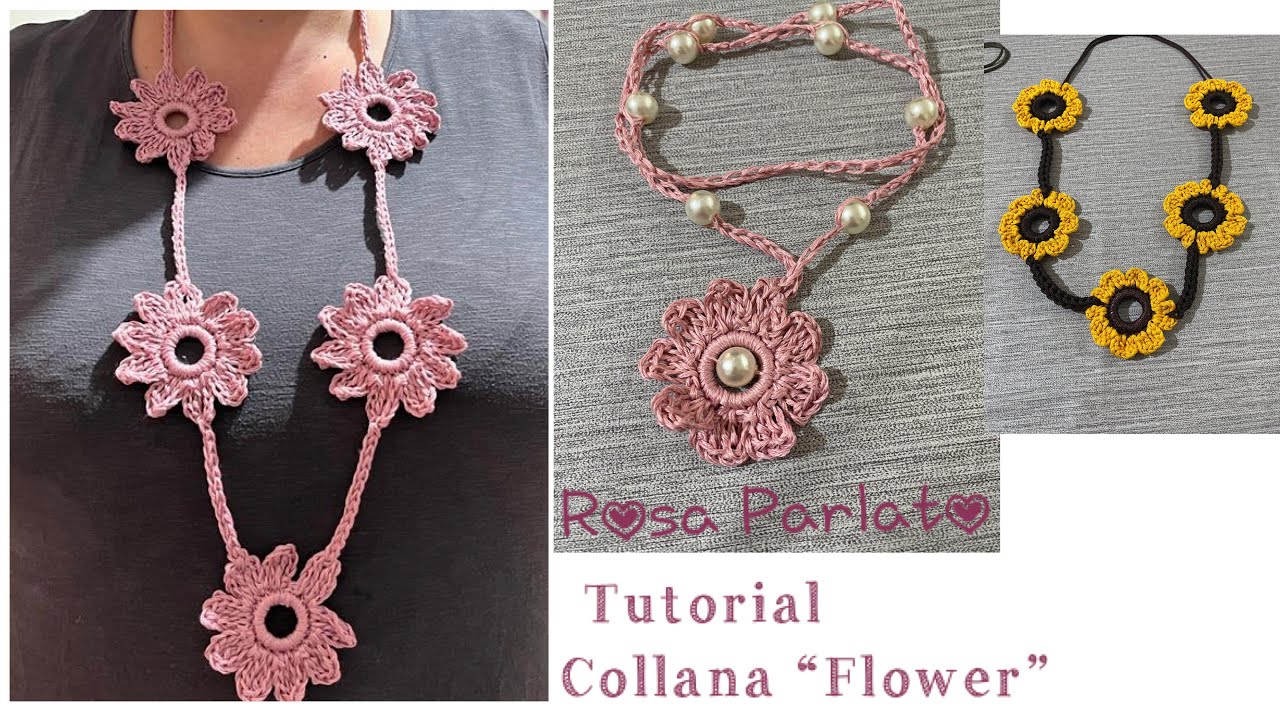 Flower Necklace #3 · How To Knit Or Crochet A Knit Or Crochet Necklace ·  Yarncraft on Cut Out + Keep