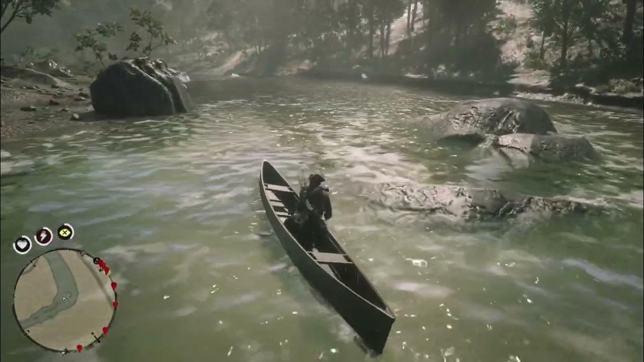 Red Dead Redemption 2 Arthur canoeing down the Kamassa River. YouTube
