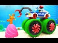 Lego Police Car Super Bulldozer Kinetic Sand