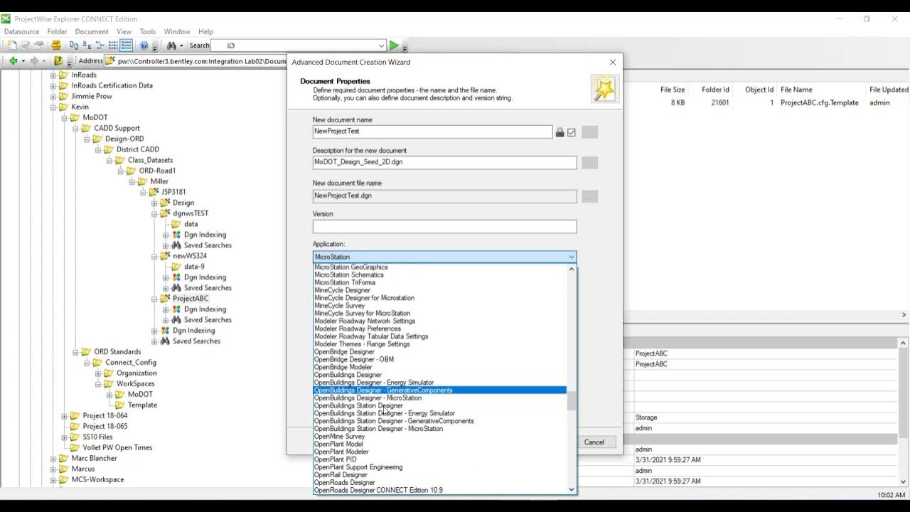 How to create a new Project (WorkSet) within ProjectWise YouTube