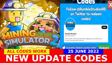 NEW UPDATE CODES [🏆SEASON 1🏆] ALL CODES! Mining Simulator 2 ROBLOX | JUNE 25 2022