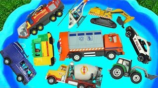 ألعاب الحفارة، الجرّار، شاحنة الإطفاء وسيارة الشرطة للأطفال تعلم الألوان