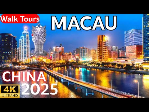 CHINA, MACAO | 4K Walking Street Around Casino in May 2025