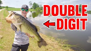 Catching A Double Digit Bass Bank Fishing