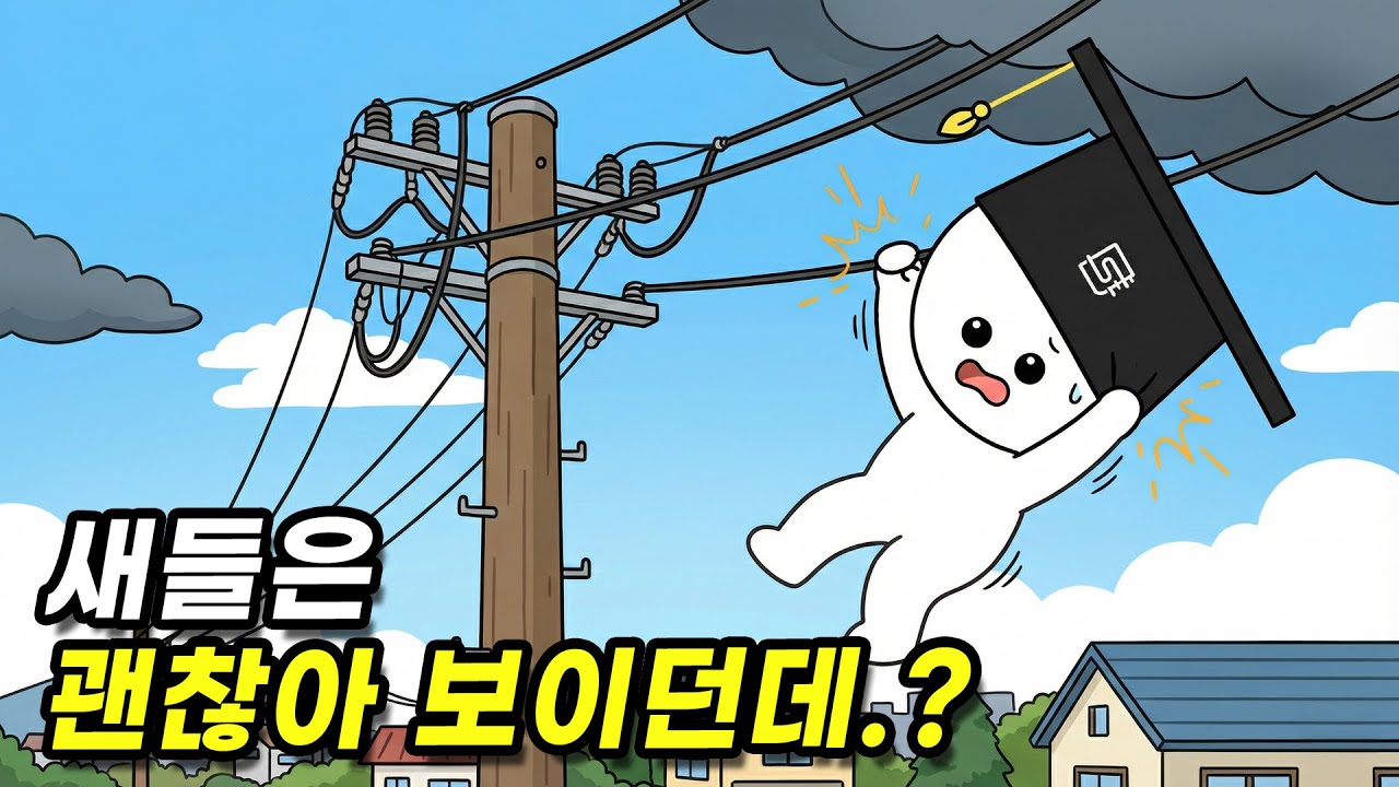 사람이 전봇대의 전선에 매달리면 어떻게 될까?