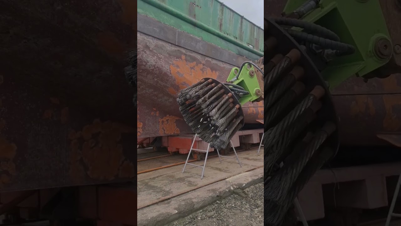 Removal Of Old Paint From A Ship Hull Using A Rotating Wire Brush Drum