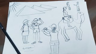 التعبير الفني رسم السياحة خطوة بخطوة  |how draw the tourism