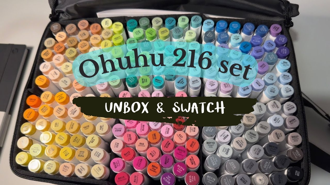Ohuhu Honolulu B 216 Colors | Marker Unboxing & Swatching