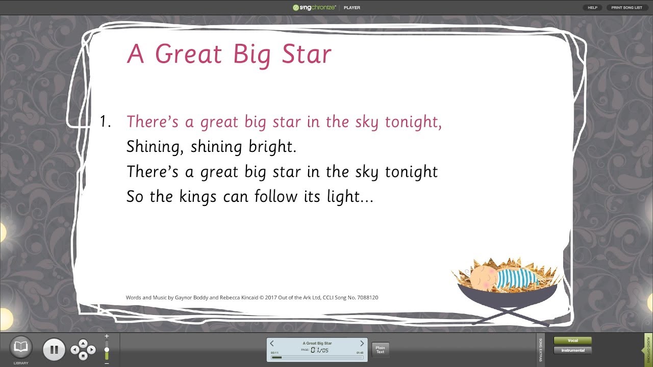 A Great Big Star A King Is Born Words On Screen Sample Youtube