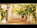 Sicilian Lemon Courtyard Impasto | 4K Frame TV Art | 3h Silent Screensaver