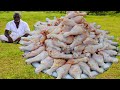 100 Chicken Leg Piece Fry | Chicken drumsticks Prepared by my uncle | food fun village