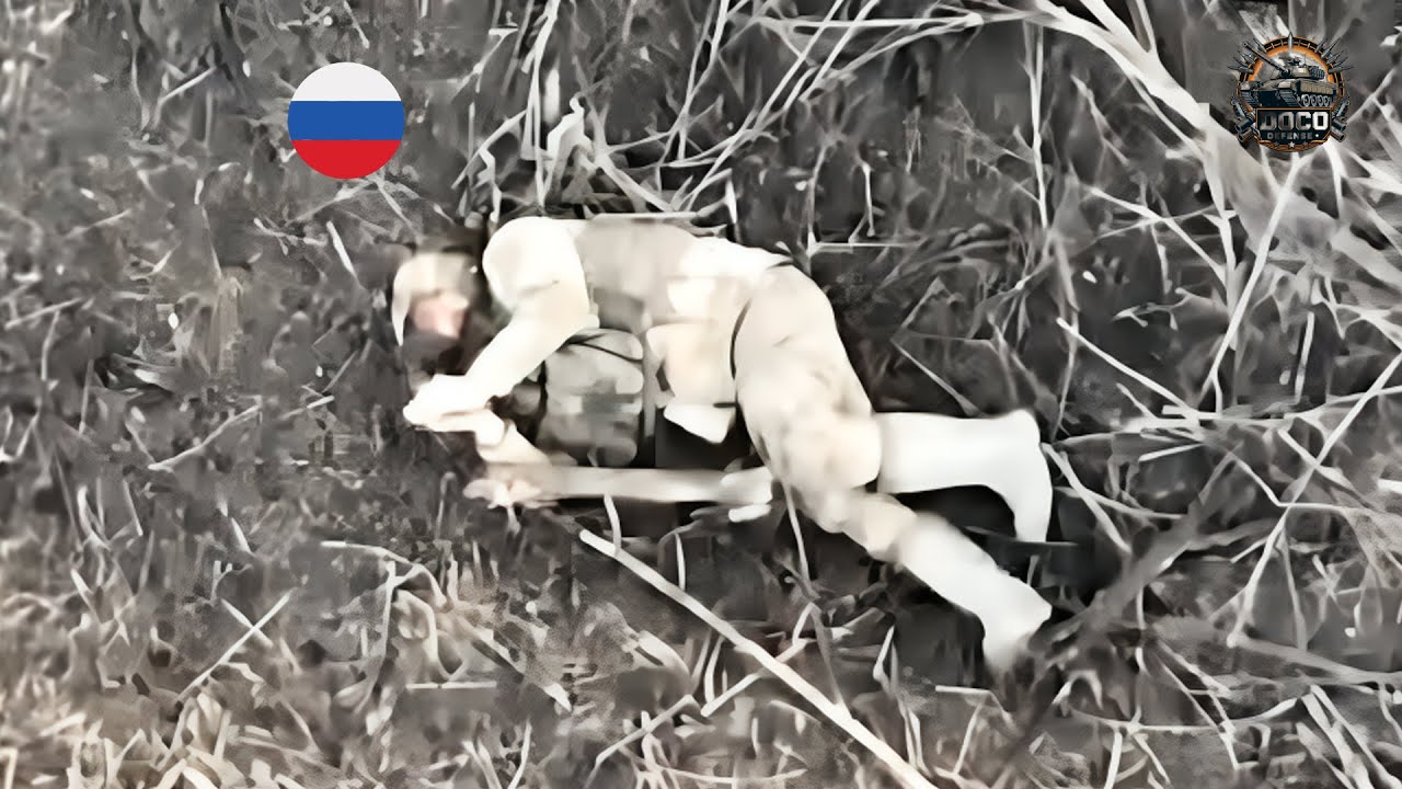 Horrible! Ukrainian Drone Drop Grenades On Russian Troops one by one between littered trees