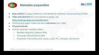 CWS 25/11 - About rich metadata and how to prepare data well for submissions to PANGAEA.
