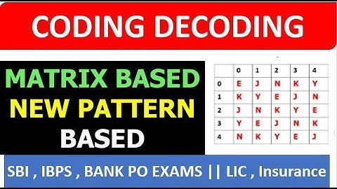 Matrix Based Coding Decoding (NEW PATTERN) SBI IBPS PO and CLERK EXAM BASED
