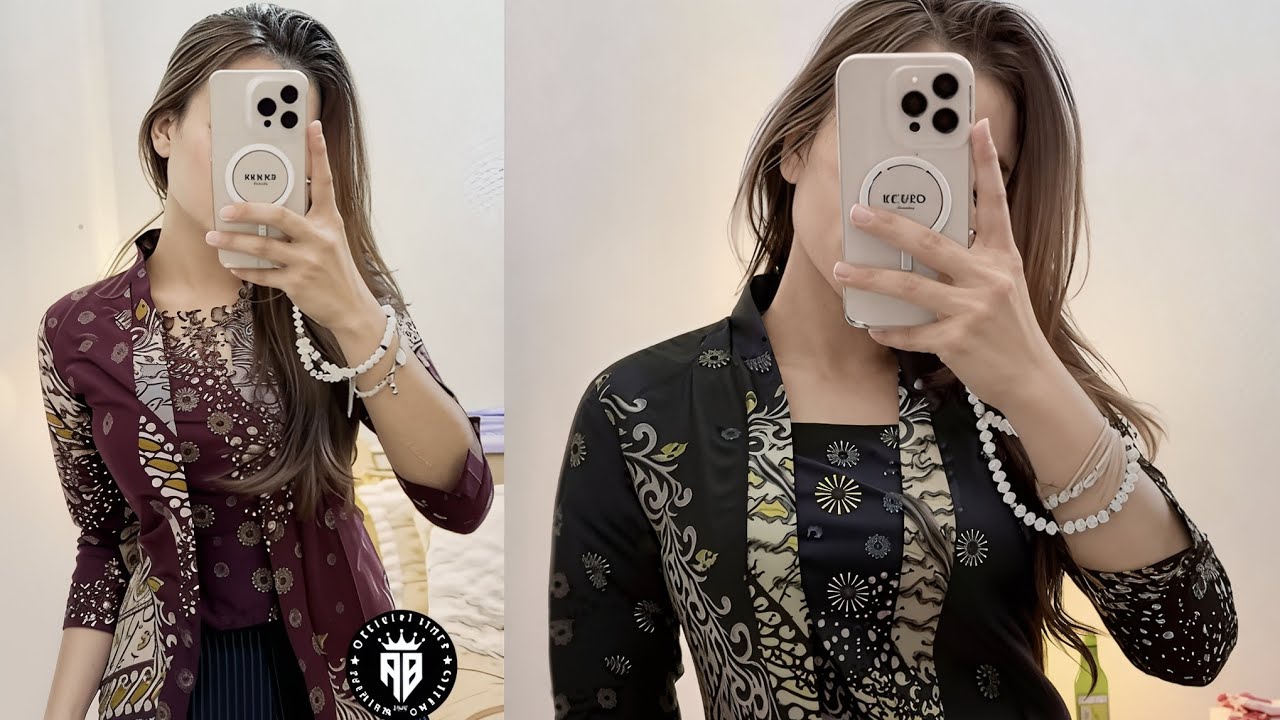 Batik Wanita Atasan Seragam Kerja Model Busui Lengan Panjang Katun Modern